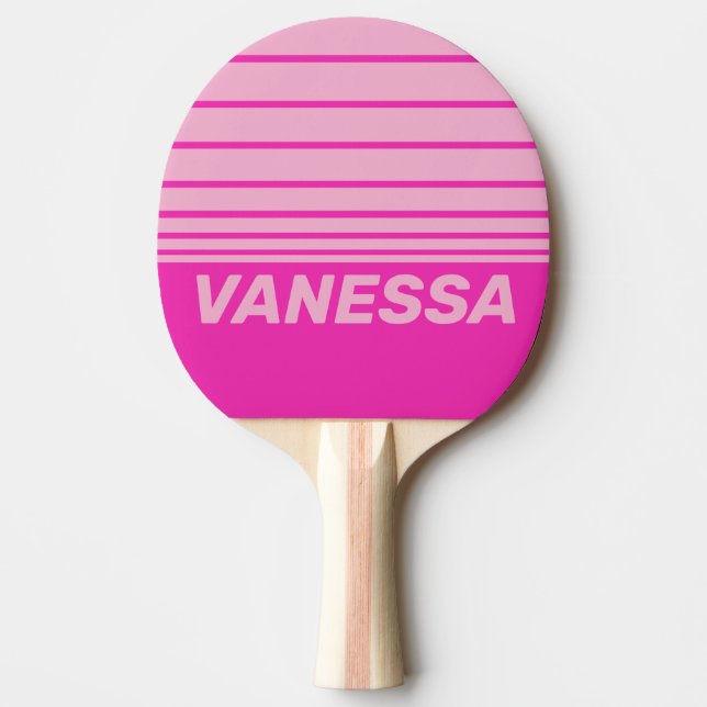 Pala De Ping Pong Retro Pink Sky Three Horizon Striping with Name (Anverso)