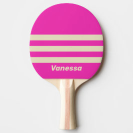 Pala De Ping Pong Retro Pink Three Across Striping with Name