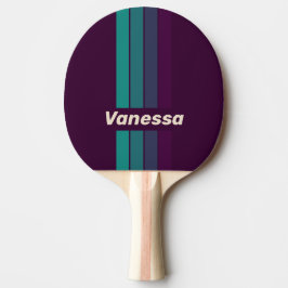 Pala De Ping Pong Retro Purple Rainbow Pin Striping with Name