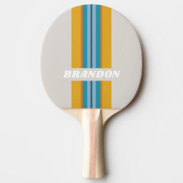 Pala De Ping Pong Retro Rainbow Rally Stripe with Name