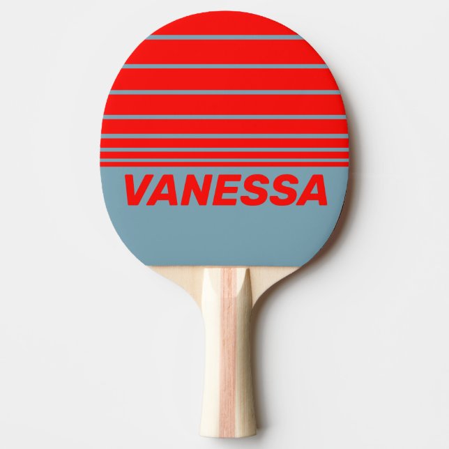 Pala De Ping Pong Retro Red Sea Three Horizon Striping with Name (Anverso)