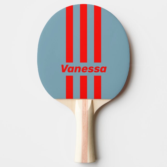 Pala De Ping Pong Retro Red Sea Three Pin Stripes with Name (Anverso)