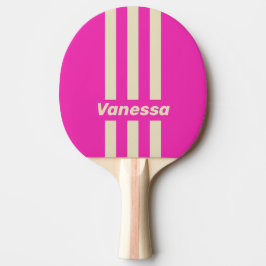 Pala De Ping Pong Retro Rosa Tres Franjas con Nombre