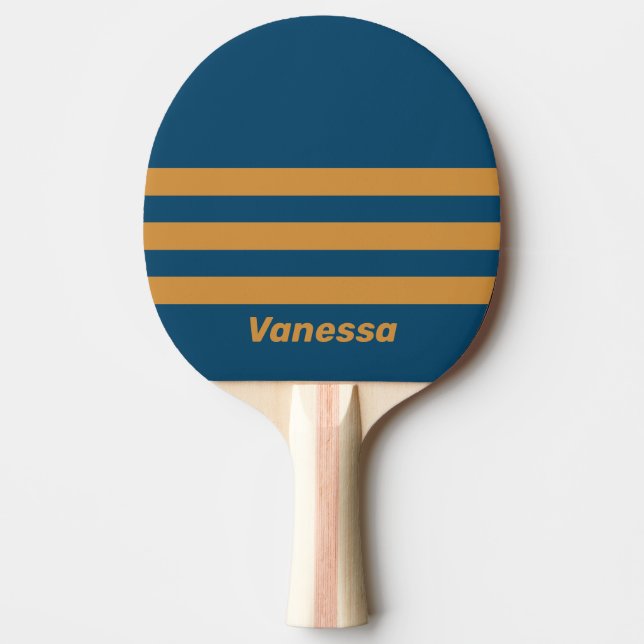 Pala De Ping Pong Retro Royal Gold Three Across Striping with Name (Anverso)