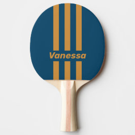 Pala De Ping Pong Retro Royal Gold Three Pin Stripes with Name