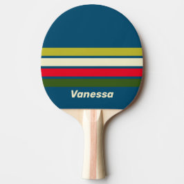 Pala De Ping Pong Retro Rugby Across Striping with Name