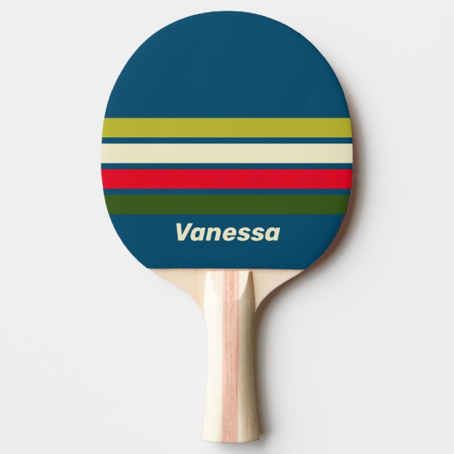 Pala De Ping Pong Retro Rugby Across Striping with Name (Anverso)