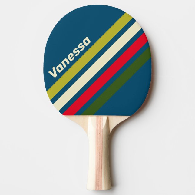 Pala De Ping Pong Retro Rugby Angled Striping with Name (Anverso)