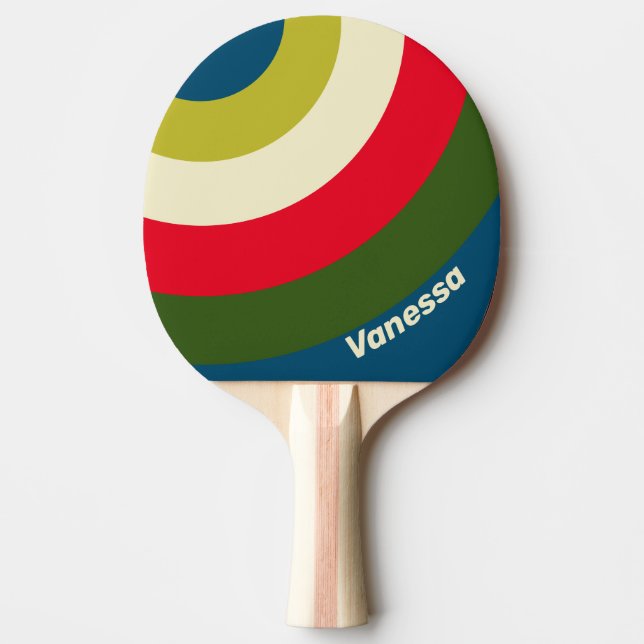 Pala De Ping Pong Retro Rugby Circle Stripe with Name (Anverso)
