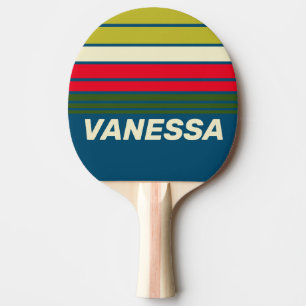 Pala De Ping Pong Retro Rugby Franjas en el Horizonte con Nombre