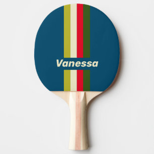 Pala De Ping Pong Retro Rugby Pin Rayado con Nombre
