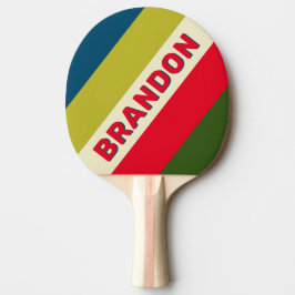 Pala De Ping Pong Retro Rugby Rayas Negritas con Nombre