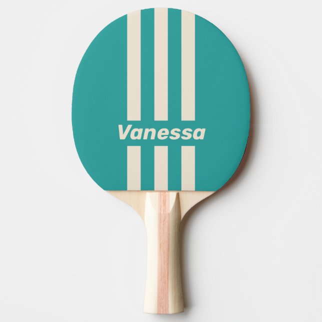 Pala De Ping Pong Retro Sea Breeze Three Pin Stripes with Name (Anverso)