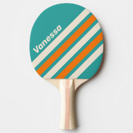 Pala De Ping Pong Retro Sea Breeze Vibe Angled Striping with Name