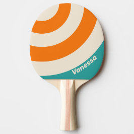 Pala De Ping Pong Retro Sea Breeze Vibe Circle Stripe with Name