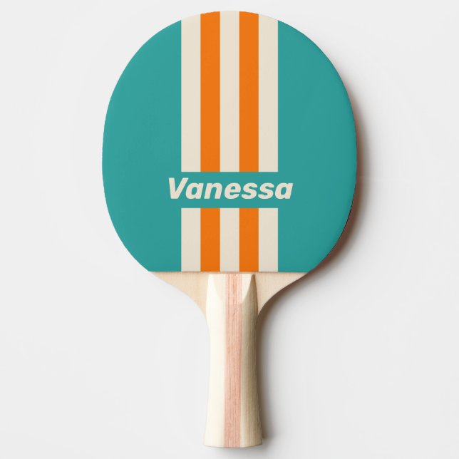 Pala De Ping Pong Retro Sea Breeze Vibe Pin Stripes with Name (Anverso)