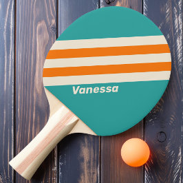 Pala De Ping Pong Retro Sea Breeze Vibe Strips con Nombre