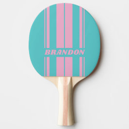 Pala De Ping Pong Retro South Beach Tablas de Rayas con Nombre