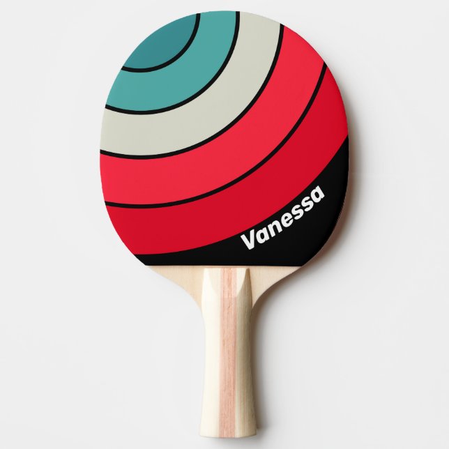 Pala De Ping Pong Retro Stealth Rainbow Circle Stripe with Name (Anverso)