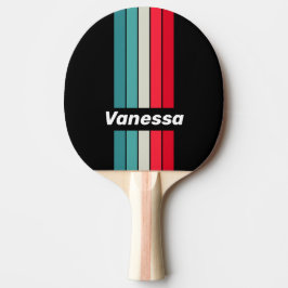Pala De Ping Pong Retro Stealth Rainbow Pin Striped with Name