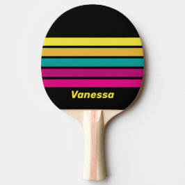 Pala De Ping Pong Retro Striped Dark 80s Across Striping with Name