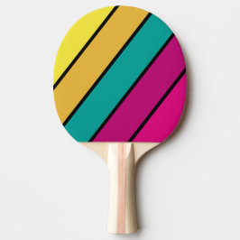 Pala De Ping Pong Retro Striped Dark 80s Negrita