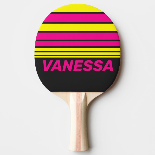 Pala De Ping Pong Retro Sun Glow Horizon Striping with Name (Anverso)