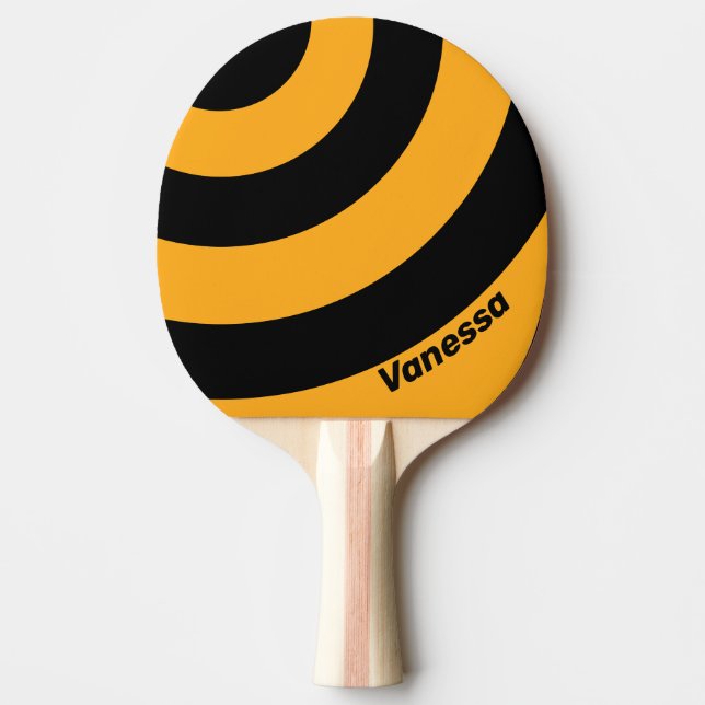 Pala De Ping Pong Retro Sunflower Buzz Three Circle Stripe with Name (Anverso)
