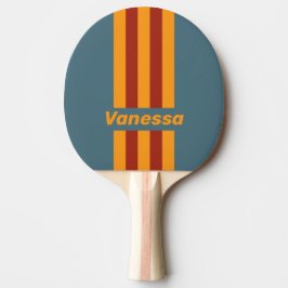 Pala De Ping Pong Retro Sunrise on Slate Pin Stripes with Name