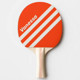 Pala De Ping Pong Retro Sunset Orange Three Angled Stripe with Name