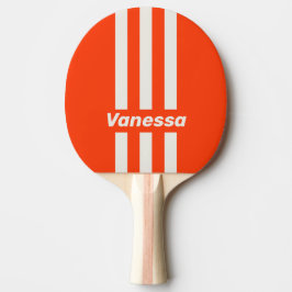 Pala De Ping Pong Retro Sunset Orange Three Pin Stripes with Name