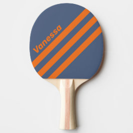 Pala De Ping Pong Retro Sunset Shoreline Three Angled Stripe & Name