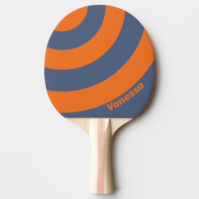 Pala De Ping Pong Retro Sunset Shoreline Three Circle Stripe & Name (Anverso)