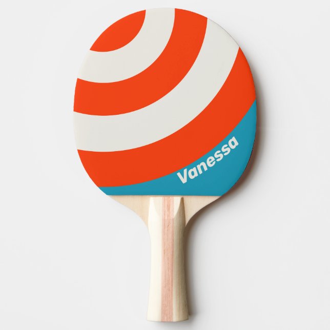 Pala De Ping Pong Retro Sunset Tide Rush Circle Stripe with Name (Anverso)