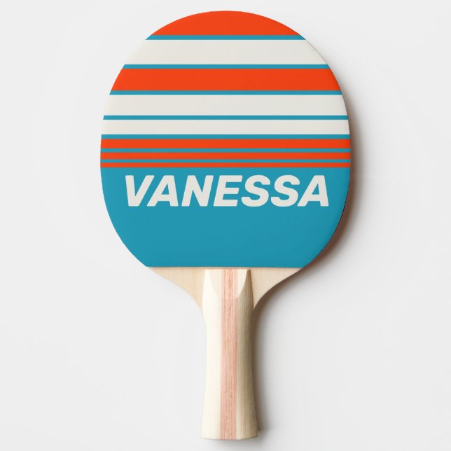 Pala De Ping Pong Retro Sunset Tide Rush Horizon Striping with Name (Anverso)