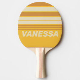 Pala De Ping Pong Retro Sunshine Mustard Horizon Striping with Name