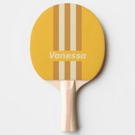Pala De Ping Pong Retro Sunshine Mustard Pin Stripes with Name