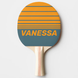 Pala De Ping Pong Retro Sunshine Tres Franjas Horizontales con Nombr