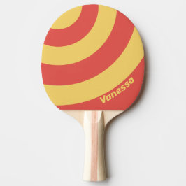 Pala De Ping Pong Retro Surf Atardecer Tres Círculos Franja con Nomb