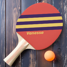 Pala De Ping Pong Retro Surf Sunset Stripes con nombre