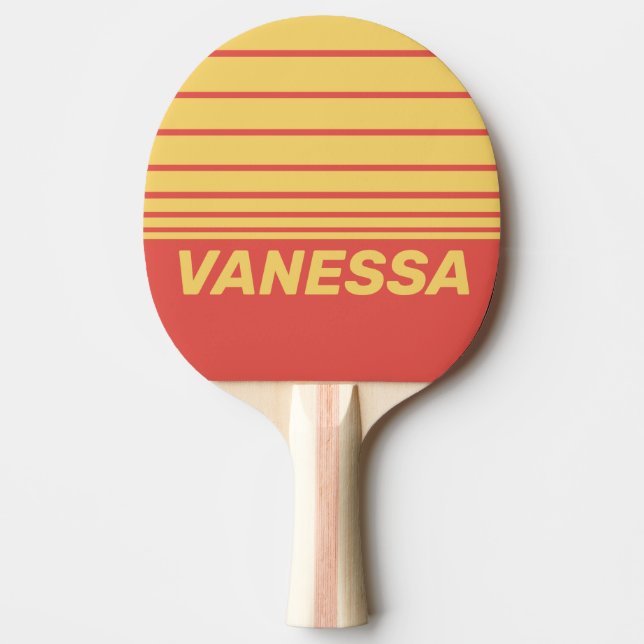 Pala De Ping Pong Retro Surf Sunset Three Horizon Striping with Name (Anverso)