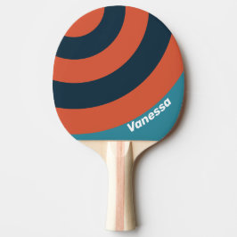 Pala De Ping Pong Retro Teal Splash Circle Stripe with Name