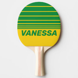 Pala De Ping Pong Retro Tropical Banana Three Horizon Stripe & Name