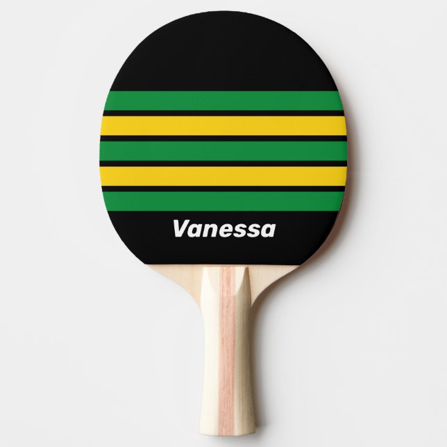 Pala De Ping Pong Retro Tropical Palm Across Striping with Name (Anverso)