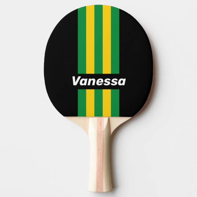 Pala De Ping Pong Retro Tropical Palm Pin Stripes with Name (Anverso)