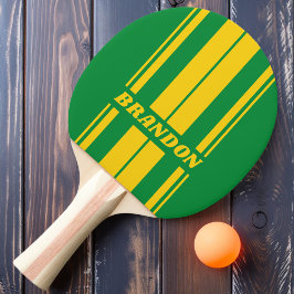 Pala De Ping Pong Retro Tropical Palma Dual Tablón Rayas con Nombre