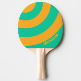 Pala De Ping Pong Retro Tropical Punch Circle Stripe with Name