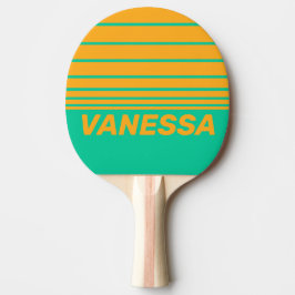 Pala De Ping Pong Retro Tropical Punch Horizon Striping with Name
