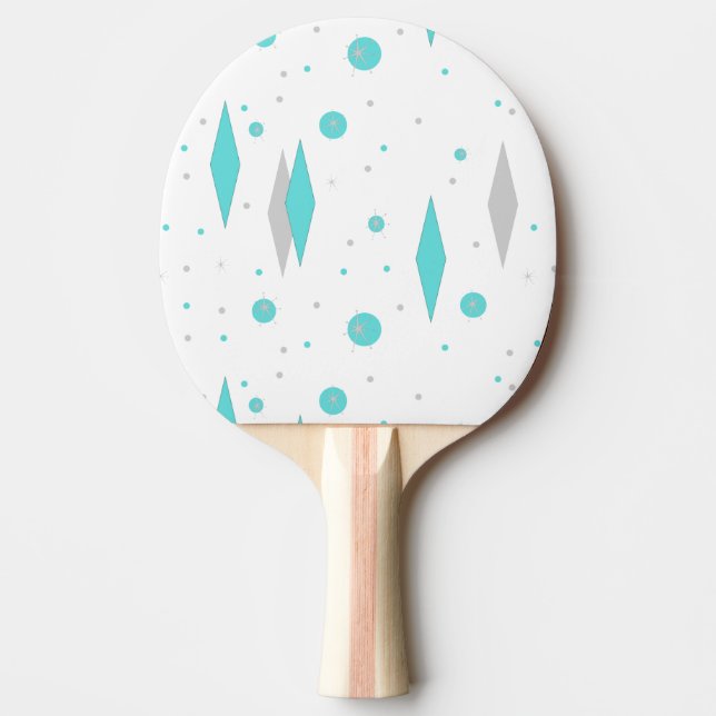 Pala De Ping Pong Retro Turquesa Diamante y Starburst Ping Pong Padd (Anverso)