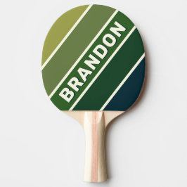 Pala De Ping Pong Retro Verde cinco negrita con nombre